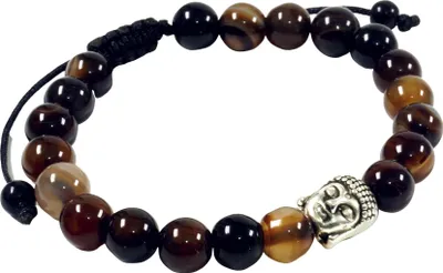 Produktbild von Mala Armband, Handmala Buddhaperle, Buddhistischer Schmuck 8 mm - Tigerauge, Schwarz, Halbedelstein, Armreifen & Armbänder Modeschmuck