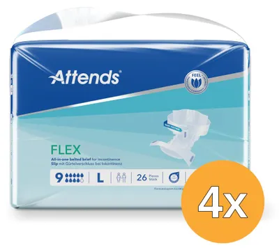 Productafbeelding van 4x Attends Flex 9 Maat L 85-125 Cm (26 stuks)