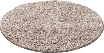 Produktbild von Villa Möbel Lifiva Wohnzimmer-Teppich, Hochflor-Teppich, Shaggy, Einfarbig, Farbe:Beige, Grösse:160 cm Rund