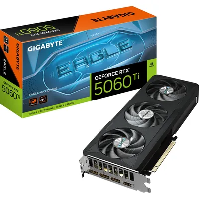 Produktbild von GIGABYTE GeForce RTX 5060 Ti EAGLE MAX OC 16G Grafikkarte - 16GB GDDR7, 128bit, PCI-E 5.0, 2617MHz Kerntakt, 3 x DP, 1 x HDMI, NVIDIA DLSS 4, GV-N506TEAGLEMAX OC-16GD