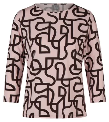 Produktbild von Rabe T-Shirt Rosa Größe 44 mit abstraktem Liniendessin und 3/4-Ärmeln