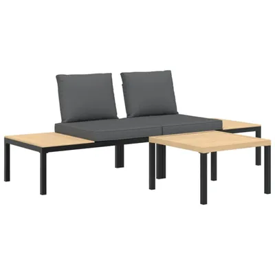 Produktbild von 3-tlg. Garten-Sofagarnitur mit Kissen Schwarz Aluminium