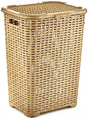 Produktbild von Katex Wäschekorb Rattan-Optik 45L Beiger Kunststoff