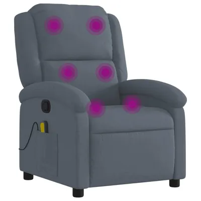 Produktbild von Massagesessel dunkelgrau Samt 71 x 86,5 x 99,5 cm (B x T x H) mit 6-Punkt-Vibrationsmassage und manueller Liegefunktion