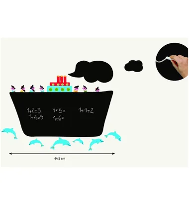 Produktbild von Wandsticker Tafelsticker - Dampfer Delfine - Kreidetafel