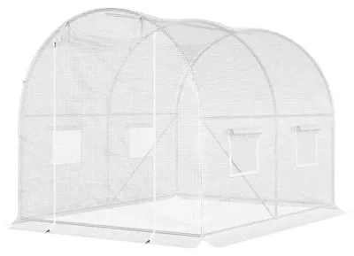 Produktbild von Gartentunnel Gewächshaus - Folientunnel - 6 m² - 3 x 2 x 1,9 m - Verstärkter verzinkter Stahlrahmen Ø 2,4 cm - PE-Fenster und Tür - Weiß