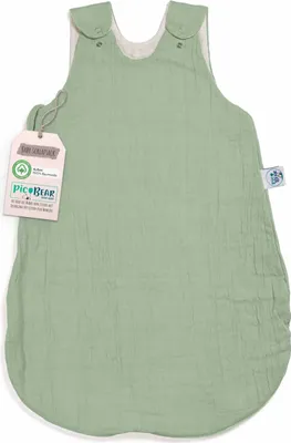 Produktbild von pic Bear Sommerschlafsack mit Beinfreiheit aus 100% Baumwolle Musselin 62/68cm Größe: 62/68 Motiv: grayed jade Musselin