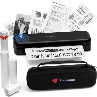 Zdjęcie produktu dla Phomemo M834 drukarka termiczna A4 mobilna 4 rolki papieru w zestawie