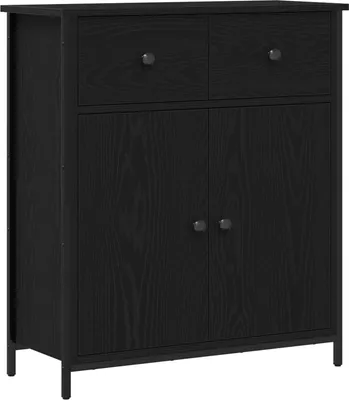 Produktbild von Möbel Sideboard Schwarz Eiche 70x30x80 cm Holzwerkstoff und Stahl - Kommoden 863159