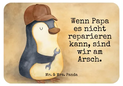 Produktbild von Mr. & Mrs. Panda Kühlschrankmagnet Wenn Papa es nicht reparieren kann, sind wir am Arsch Design - Weiß - Geschenk, Vatertag, wandmagnet, Vater, whiteboardmagnet, Pinguin