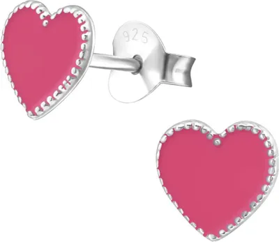 Produktbild von Kinderohrringe Ohrstecker 925 Sterling Silber Herzen in verschiedenen Farben Farbe - Pink