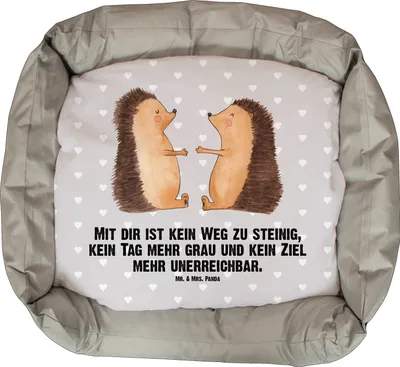 Produktbild von Mr. & Mrs. Panda Hundekörbchen Igel Liebe - Grau Pastell - Geschenk, Welpen, Vatertag, Hochzeitstag, Muttertag, Hund, Freundin, Geburtstag, Verliebt, Ostern