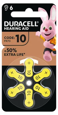 Produktbild von DURACELL Batterie f. Hörgeräte EasyTab 10 ohne Quecksilber 1Bli=6Stk