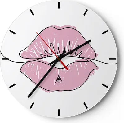 Produktbild von Wanduhr - Rund - Glasuhr - Mund Bild Modern - 40x40cm - Schleichendes Uhrwerk - Lautlos - zum Aufhängen bereit - Dekoration Modern - Wanddekoration aus Glas - C3AR40x40-4543
