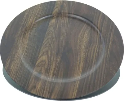 Produktbild von Kaemingk Weihnachts-Dekoteller Holzoptik Braun Ø 33cm - Kunststoff