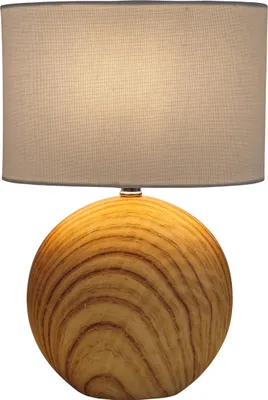 Image de Lampe de table salon Lampe de table chambre à coucher Bois aspect tissu Beige 3194527