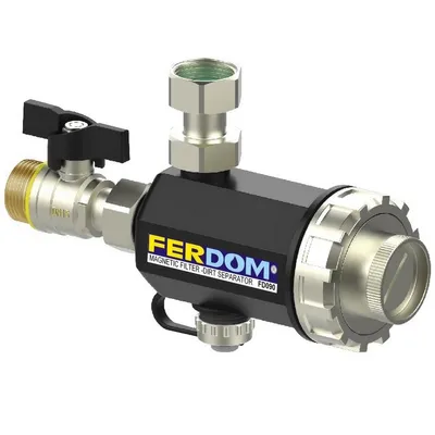 Produktbild von FERDOM FD090 Kompakt Magnetische Filter für Zentralheizung. Mit Nicht Magnetischem Schlammabscheider. Für Wandhängende Gastherme oder Kombitherme.