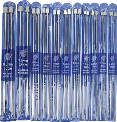 Image de 11 paires d'aiguilles à tricoter à pointe unique de différentes tailles, longueur 35,5 cm, pour les projets DIY