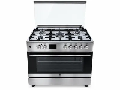 Produktbild von Gasline Gourmet GAG90GOXEL – 90cm Gasstandherd mit 5 Hochleistungsbrennern, Elektro-Backofen mit Glassabdeckung Erdgas 20mBar LPG 50mBar