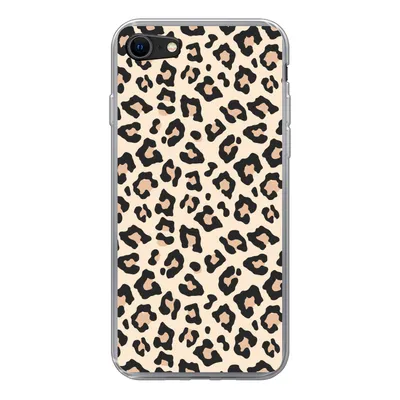 Obrázok produktu pre Kryt mobilného telefónu pre Apple iPhone 8 Biela - Ružová - Leopardí vzor Silikónové mäkké puzdro