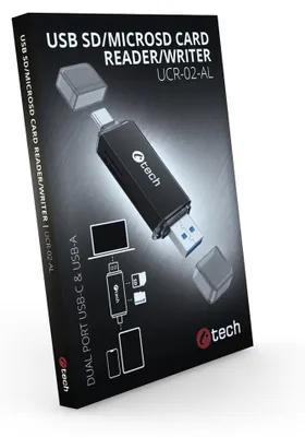 Immagine prodotto di Lettore di schede C-tech UCR-02-AL, USB 3.0 TYPE A/ TYPE C, SD/micro SD