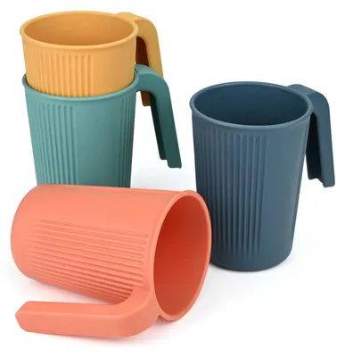 4er-Set Trinkbecher mit Henkeln, 350 ml, unzerbrechlich, wiederverwendbar