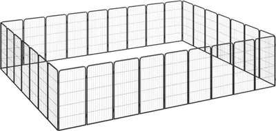 Obrázek produktu pro 32panelová ohrádka pro psy černá 50 x 100 cm práškovaná ocel