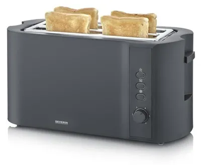 Produktbild von Toaster Langschlitztoaster Brotröster - 2 lange Schlitze - Mattschwarz - 1.400 W - Brötchenaufsatz
