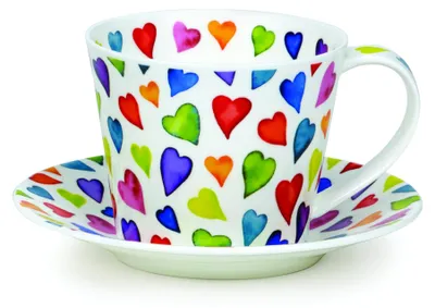 Kaffeeobertasse mit Untertasse Warm Hearts 0,35 l Bone China