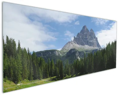 Produktbild von Wallario Küchenrückwand aus Glas, Größe: 125 x 50 cm, Motiv: See in Berglandschaft | Spritzschutz | abwischbar | pflegeleicht | in