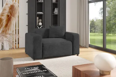Produktbild von Sessel Designersessel MEGAN in Stoff Poso Dunkelgrau