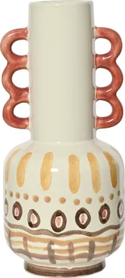 Produktbild von Dekovase Afrika-Serie aus Steingut, weiß gemustert, Höhe 29 cm, Ø 13 cm