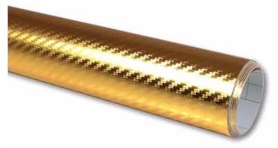 Produktbild von (17,14€/m²) Rapid Teck® Premium Autofolie Chrom Carbon Gold 152 cm Breite Laufmeterware selbstklebende Folie mit Luftkanälen Auto Folie