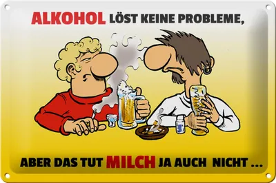 Produktbild von Blechschild Spruch 30x20cm Alkohol löst keine Probleme