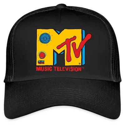 Produktbild von Spreadshirt MTV Music Television Radio-Logo Trucker Cap, One size, Schwarz/Schwarz