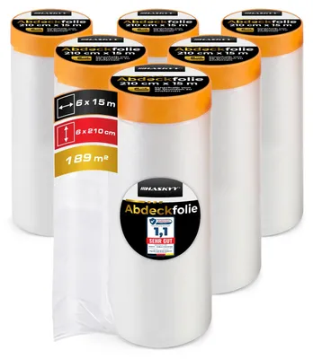 Produktbild von Abdeckfolie Malerfolie Baufolie 210 x 25m 7,5m² Abdeckband Goldband Masker Tape