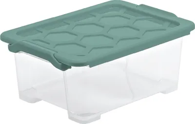 Produktbild von Box mit Deckel 11 l EVO SAFE KEEPING, Farbe:Transparent / Mistletoe grün