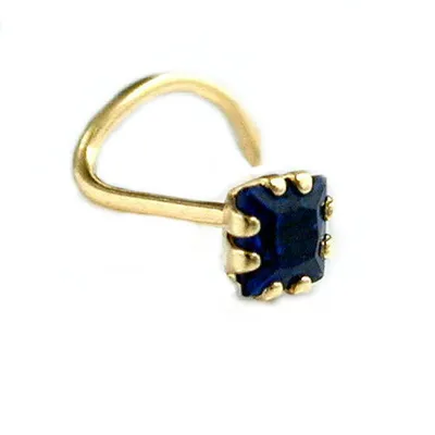 Obrázok produktu pre Nosový cvoček 3x3 mm špirála so zafírovým modrým zirkónom 18ct GOLD