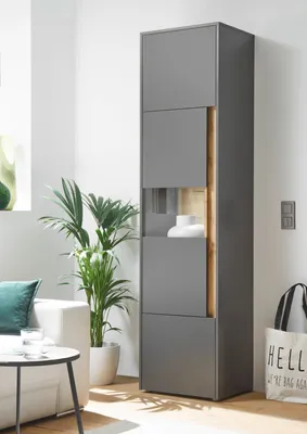 Produktbild von Vitrine 50x197 cm Eiche anthrazit 3-türig Boston