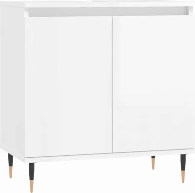 Produktbild von vidaXL Badschrank Hochglanz-Weiß 58x33x60 cm Holzwerkstoff