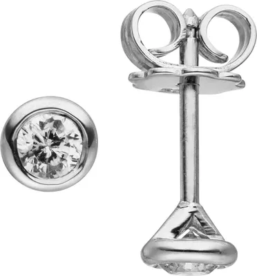Produktbild von Ohrstecker Solitär Ohrringe mit 2 Diamanten Brillanten, rund 585 Gold Weißgold