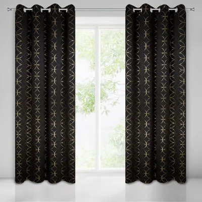 Produktbild von Vorhang ABELLA schwarz gold 135x250 cm Ösen Ösenvorhang