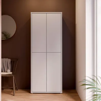Immagine prodotto di Armadio multiuso Medea 4 ante grigio chiaro 74.5x35x192 - Scarpiera e armadio salvaspazio
