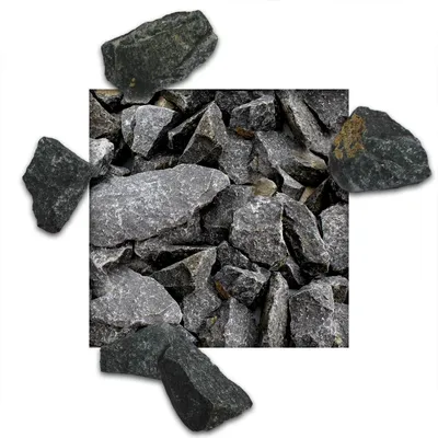 Produktbild von 25 kg Basaltsplitt Anthrazit Gartensplitt Ziersplitt Deko Marmor Dekoration Splitt Körnung 32/56 mm