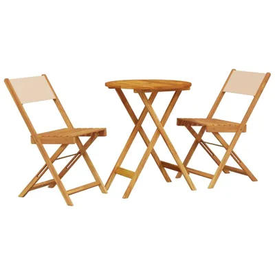 Produktbild von vidaXL 3-tlg. Bistro-Set Beige Stoff und Massivholz