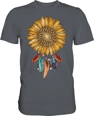 Produktbild von Dreamcatcher Sonnenblumen T-Shirt Garten Traumfänger Motiv Gärtner Geschenk – Dark Grey / S