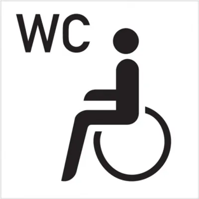 Produktbild von Dreifke® WC-Schild, WC + Piktogramm Barrierefrei, 150x150mm, Folie selbstkleb...