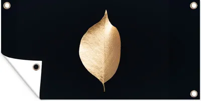 Produktbild von MuchoWow® 60x30 cm Outdoor-Poster Gartendeko Sichtschutz Garten Poster für den Garten  Blätter - Gold - Schwarz - Pflanzen - Luxus