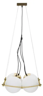 Immagine prodotto di Lampadario Japan Square 3 luci in ferro dorato e vetro opalino 45x45 cm