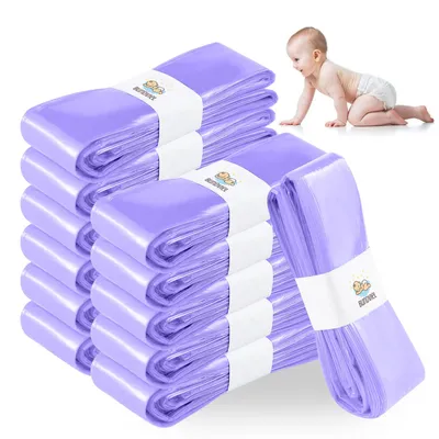 Produktbild von 12 Stück Windeleimer Nachfüllkassetten, Wickeleimer Nachfüllfolie Geruchsdichte Eingedickte, Nachfüllkassetten Windeleimer Kompatibel mit Tommee Tippee, Angelcare, LitterLocker, Spross Lila
